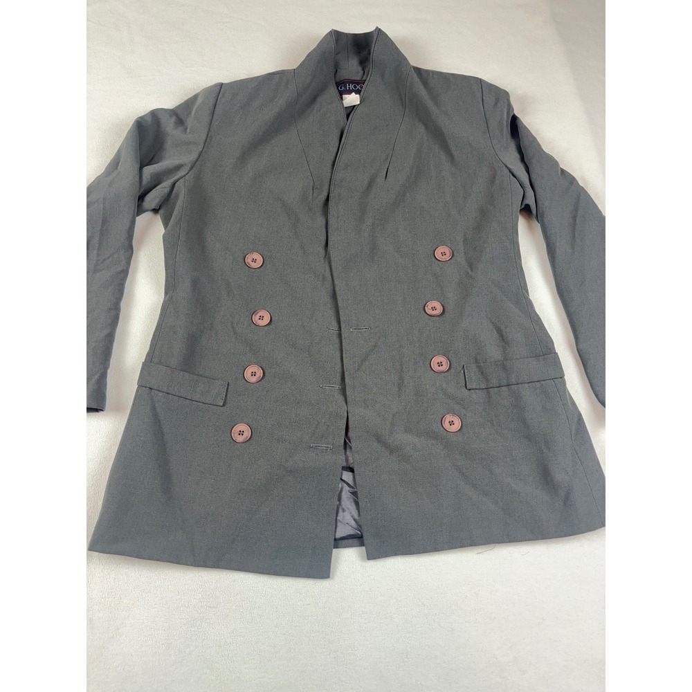 JG Hook Vintage Womens Double Breasted Blazer Charcoal Gray Size 6P Made‎ in USA - Picture 2 of 3